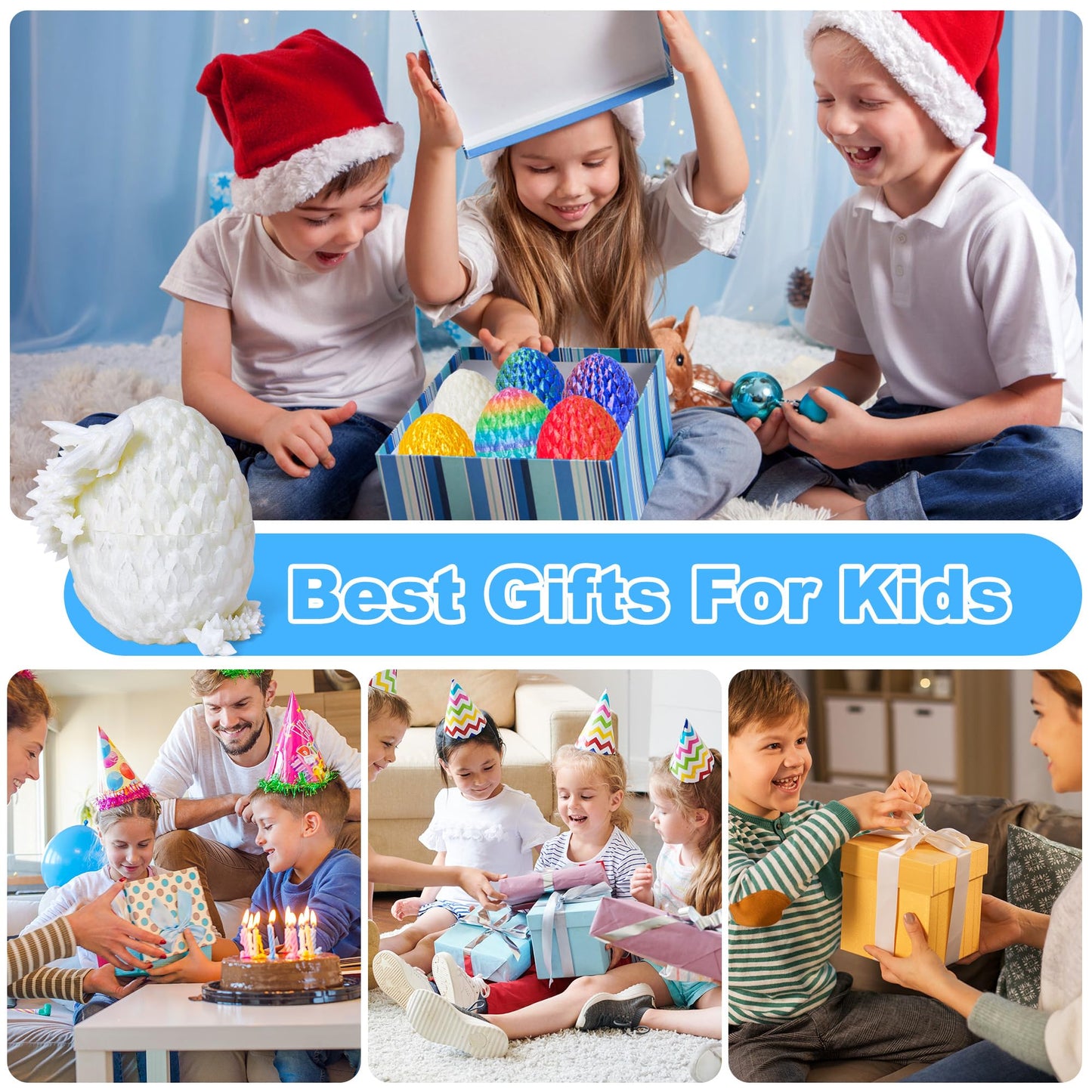 ONEVIVE Dragon Eggs with Dragon Inside 3D Printed Mystery Dragon Egg Articulated Crystal Fidget Toy for Kids mature-themeds Women Men Funny Gift Desk Decor(White)