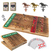 Wahartoly Large Luxury Thickened Wood Foldable Horse Race Board Game Finish LINE Game with 11 Metal Model Horses 2 Sets of Dice