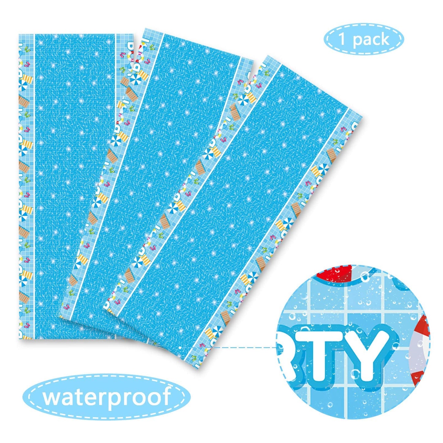 3 Pieces Pool Party Tablecloths For Summer Beach Decorations Plastic Disposable Pool Surfboard Party Table Covers For Rectangle Tables Hawaiian Birthday Baby Shower Party Supplies Favors