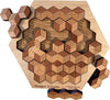 Hexagon 10 Wood Puzzle Brain Teaser, 20 Solutions, USA Made Logic Game