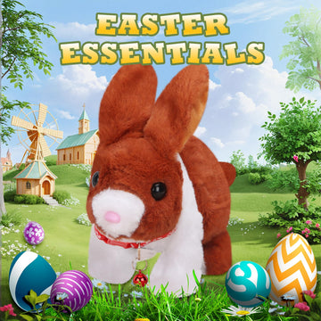 Nolakmi Easter Bunny Stuffed Animal, Ideal Easter Gifts For Kids 3-5, Hopping Bunny Toys For Kids With Sounds, Wiggling Ears, No