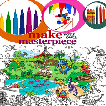 Alex Art, Giant Coloring Poster - Dinosaur Jumbo Coloring Book Sheet For Kids Ages 4-8 - Big Large Coloring Pages Posters To Color - Birthday Party Activity Table - Huge Floor Wall Size 38.5”X26.7”