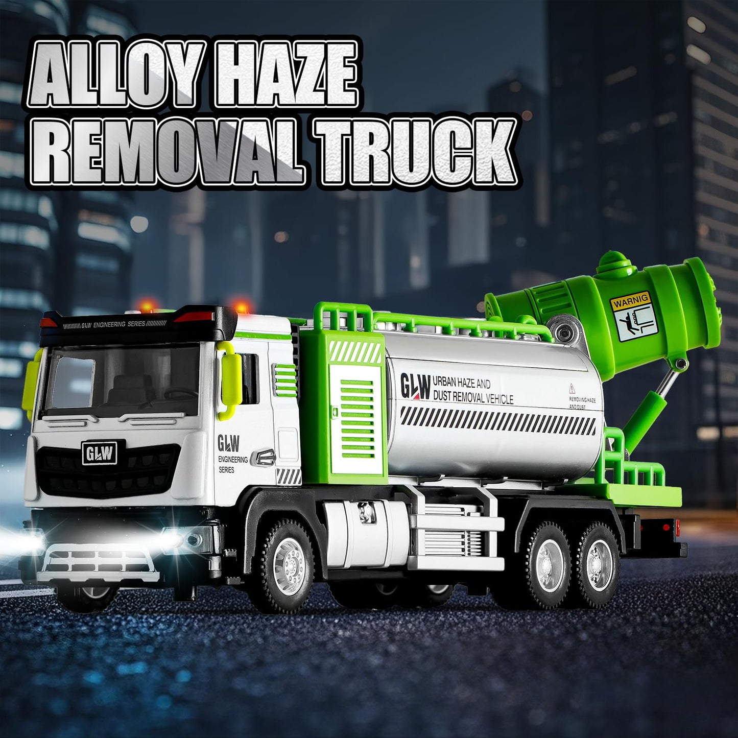 G.C City Diecast Tanker Truck Toys For 3 4 5 6 Years Old Boys, Friction Powered Haze Removal With Lights And Sounds, 1:40 Scale