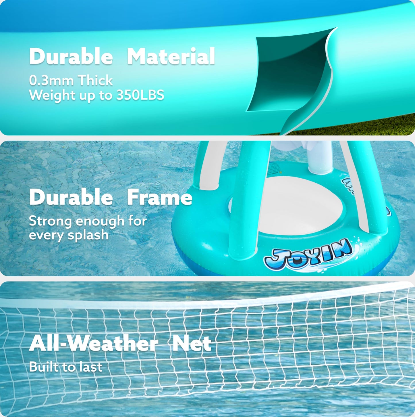 JOYIN Inflatable Pool Float Set Volleyball Net & Basketball Hoops, Floating Swimming Game Toy for Kids and Adults, Summer Floati
