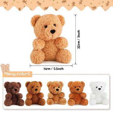 Hydren 6 Pieces Bear Stuffed Animals 8 Inch Plush Bears Toys Soft Bear Doll Bulk For Wedding Present Baby Shower Gender Reveal B