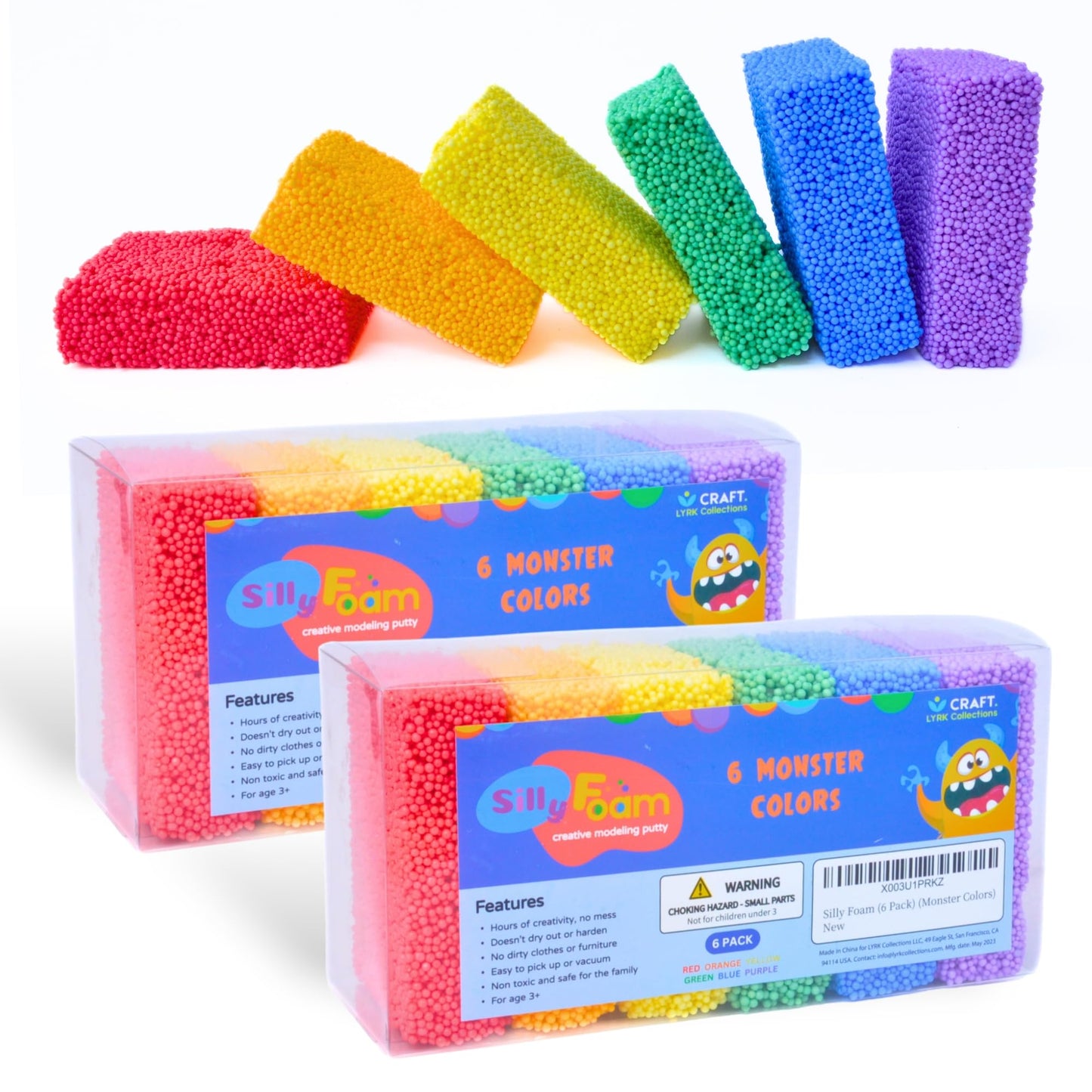 Silly Foam, Creative Modeling Foam Beads, 2-Pack Primary Colors, Perfect For Preschool And Kids, Arts, Crafts, Sensory Play, Non