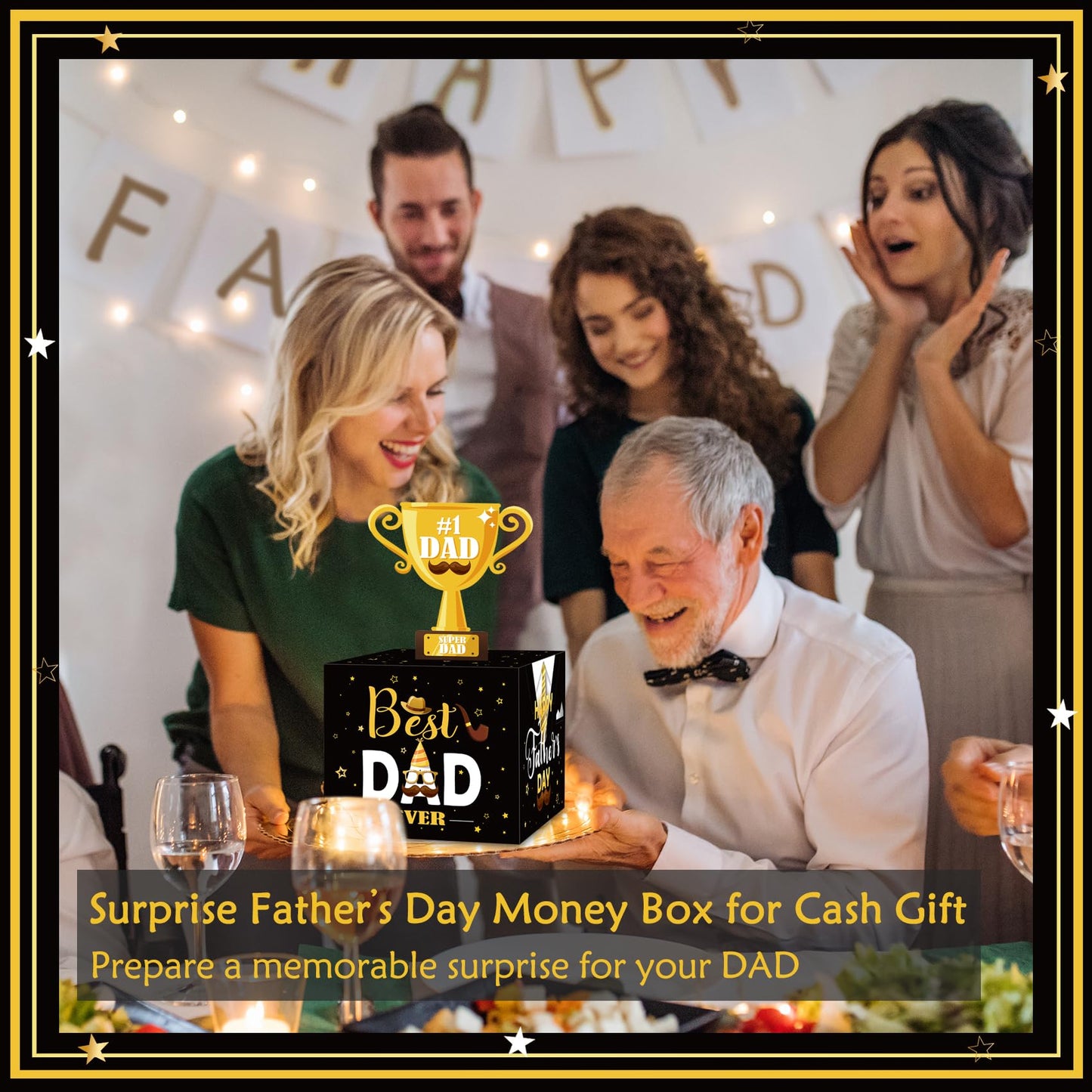 Meiidoshine For Dad, Money Box For Cash Pull, Surprise Money Holer With 50Pcs Transparent Bags, A Funny Way To Give Cash As Gran