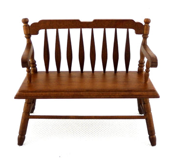 Dollhouse Miniature Deacons Bench In Walnut