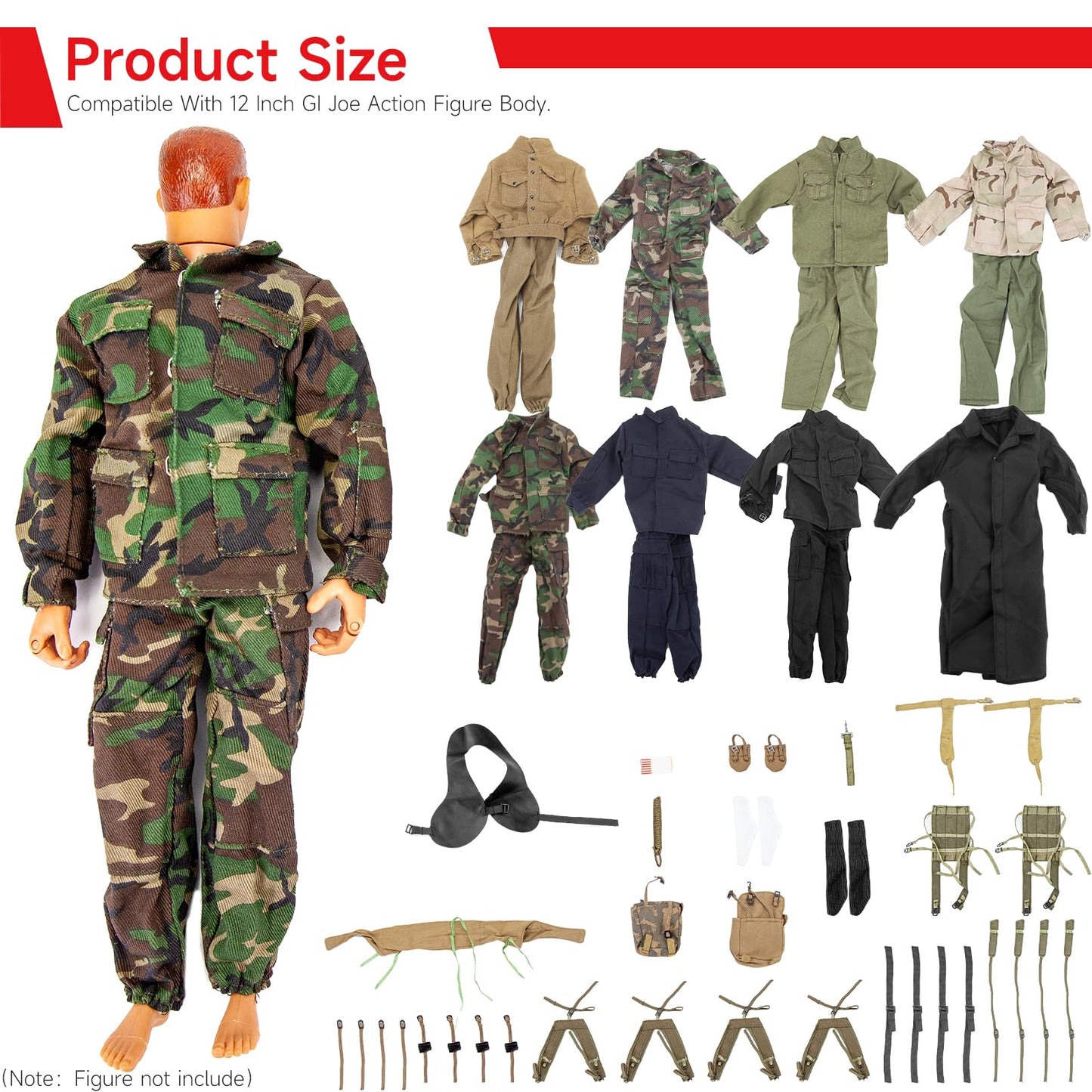 Sixpoints 8 Set 1/6 Scale Camo Military Uniforms Suit & Lots Harness Bag Accessories Fit For 12'' Gi Joe Ultimate Soldier Male M