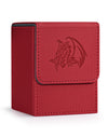 Zlca Card Deck Box For Trading Cards With 2 Dividers, Card Storage Box Fits 100+ Single Sleeved Cards, Pu Leather Strong Magnet Card Deck Case Holder For Magic Commander Tcg Ccg (Red,Emperor Dragon)