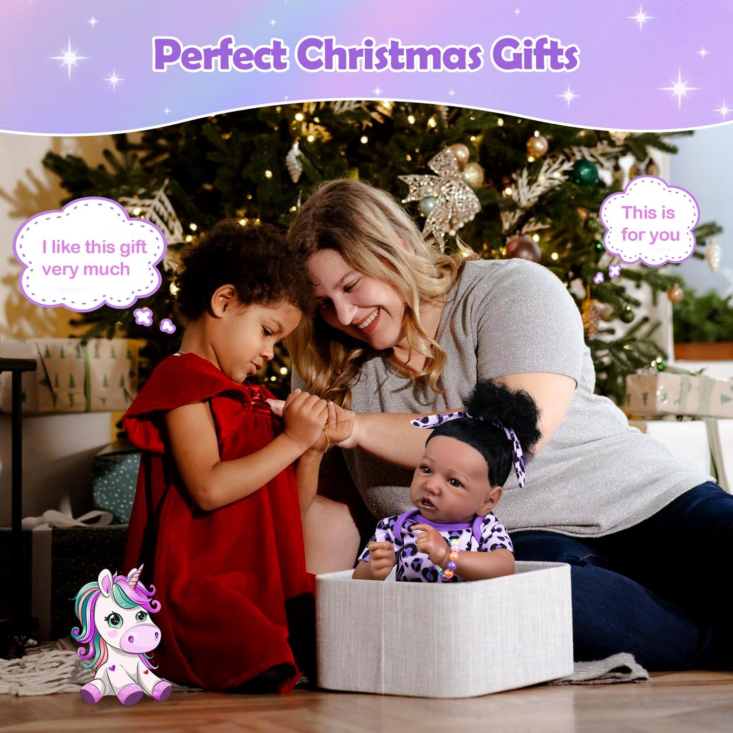 Aori Realistic Reborn Baby Dolls Black American Lifelike Reborn Girl 20 Inch Real Life Biracial Girl Reborn Toddler Baby With Purple Clothes Accessories Set For Girls Age 3