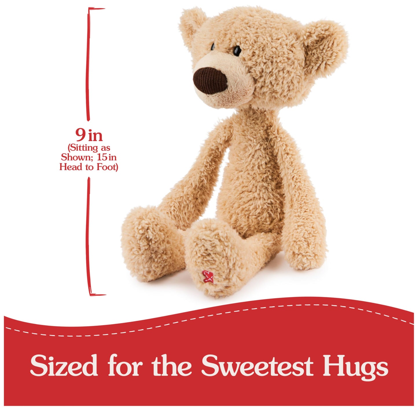 Gund Toothpick Classic Teddy Bear, Premium Stuffed Animal For Ages 1 And Up, Beige, 15