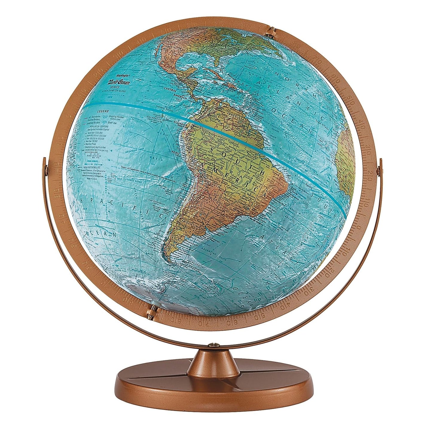 Atlantis 12'' Diameter Globe, Usa Cartography With Ocean And Mountain Relief And Sturdy Metal Base. True To Its Name, Atlantis F