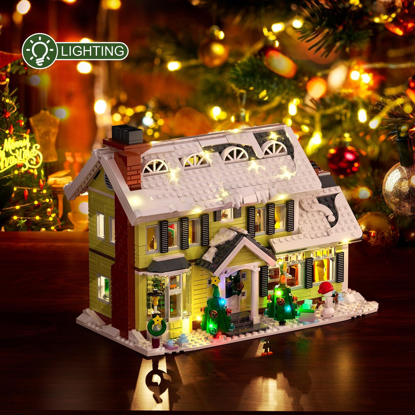 MYFUNTOY Christmas Holiday House Building Set, 1156pcs LED Snow Village, White, F-C9925, Ideal Gift for Boys, Girls, Family, and Friends