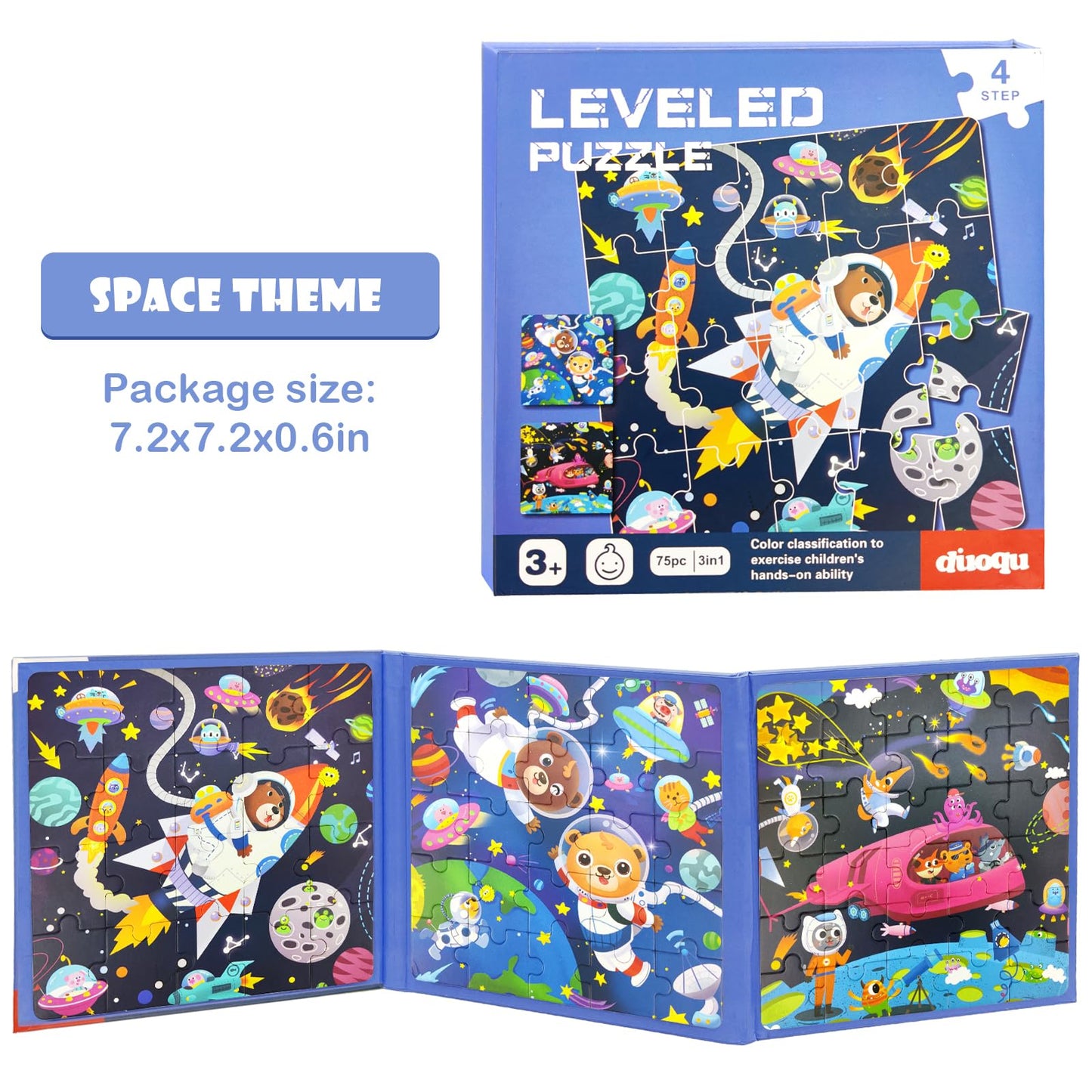 Magnetic Puzzles For Kids Ages 3-5, 3 In 1 Space Toddlers Magnet Jigsaw Puzzle Book, Kids Travel Road Trip Puzzle Toys For Boys And Girls Ages 4-8 (Space (20-25-30))
