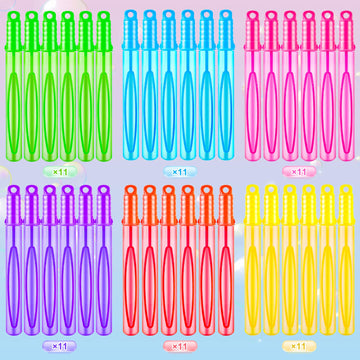 Bubble Wands 66 Piece in 6 Colors 2oz Bubbles Party Favors Bulk for Kids Summer Outdoor Gifts for Boys Girls Themed Birthday Carnival Wedding Classroom Prizes Ideal Goodies Bags Stuffers