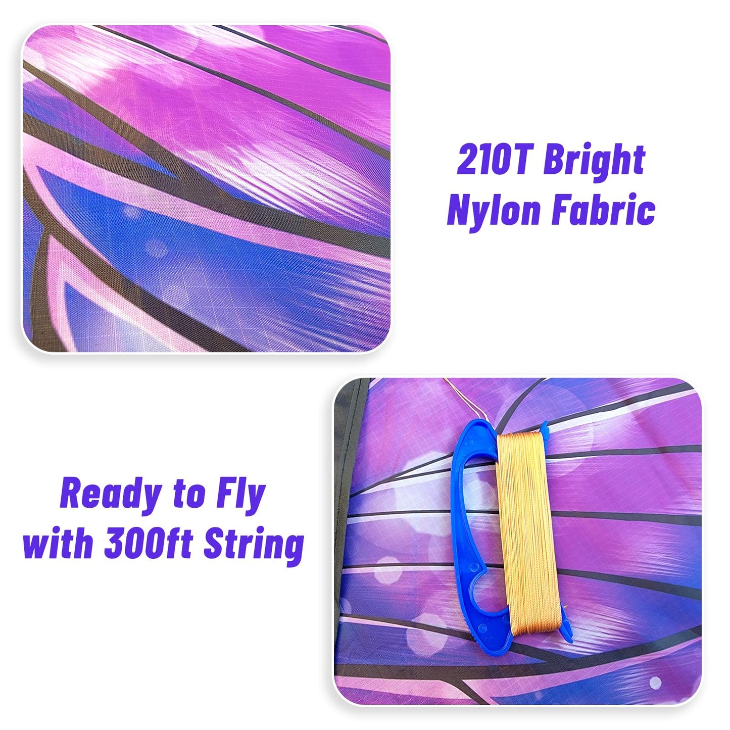 Mint'S Colorful Life Butterfly Kite For Kids & Adults, Easy To Fly Kite For Beach, Large Single Line Kite With Long Tail &300Ft