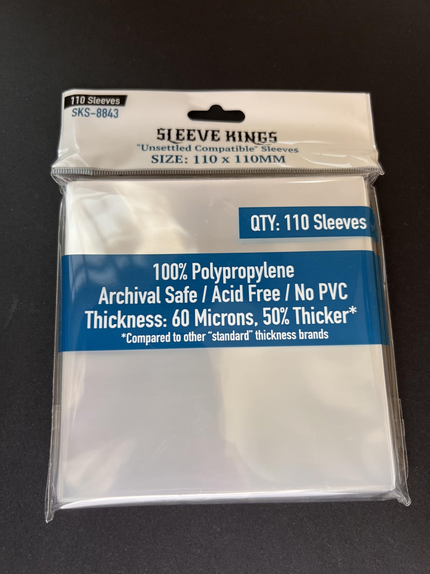 'Unsettled Compatible'' Sleeves (110 X 110 Mm) -110 Pack, 60 Microns