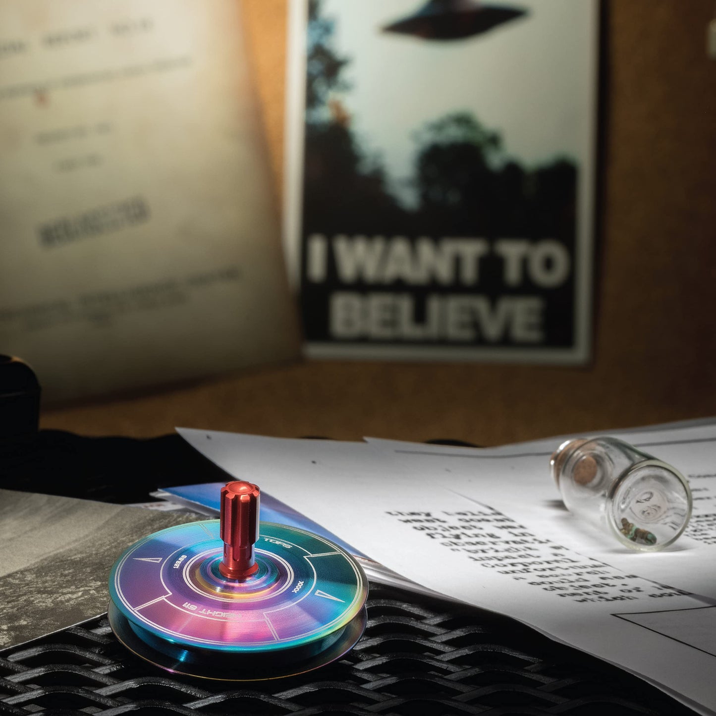 Plexity Labs Ufo Tops - Height 611 - Metal Spinning Top - Inspired By The 1986 Soviet Union Ufo Incident - Psychedelic Steel Ufo