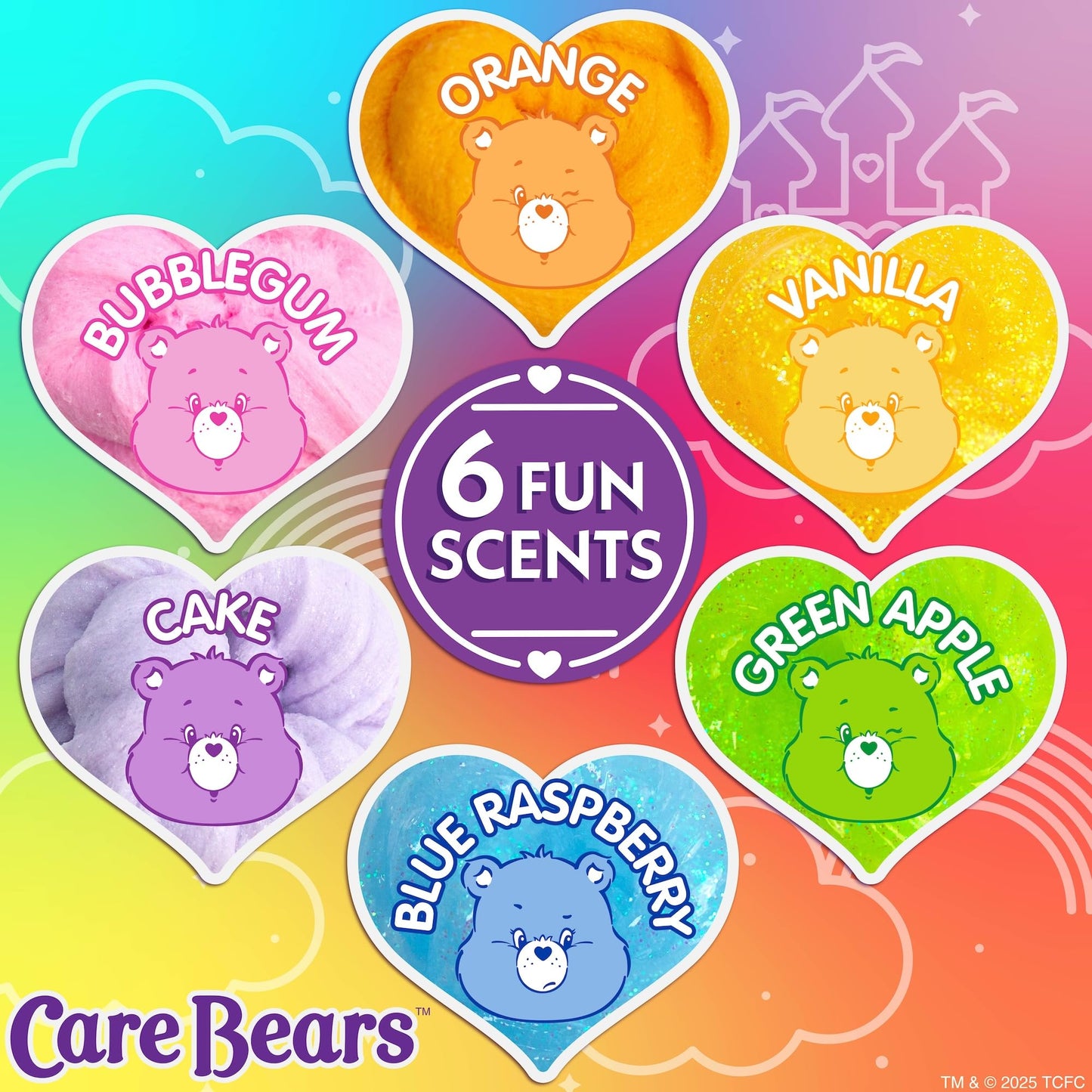 Care Bears Ultimate Slime Mix-Ins, 6-Pack Scented Slimes, Includes Cloud & Glitter Slime, Party Favors For Kids 8-12