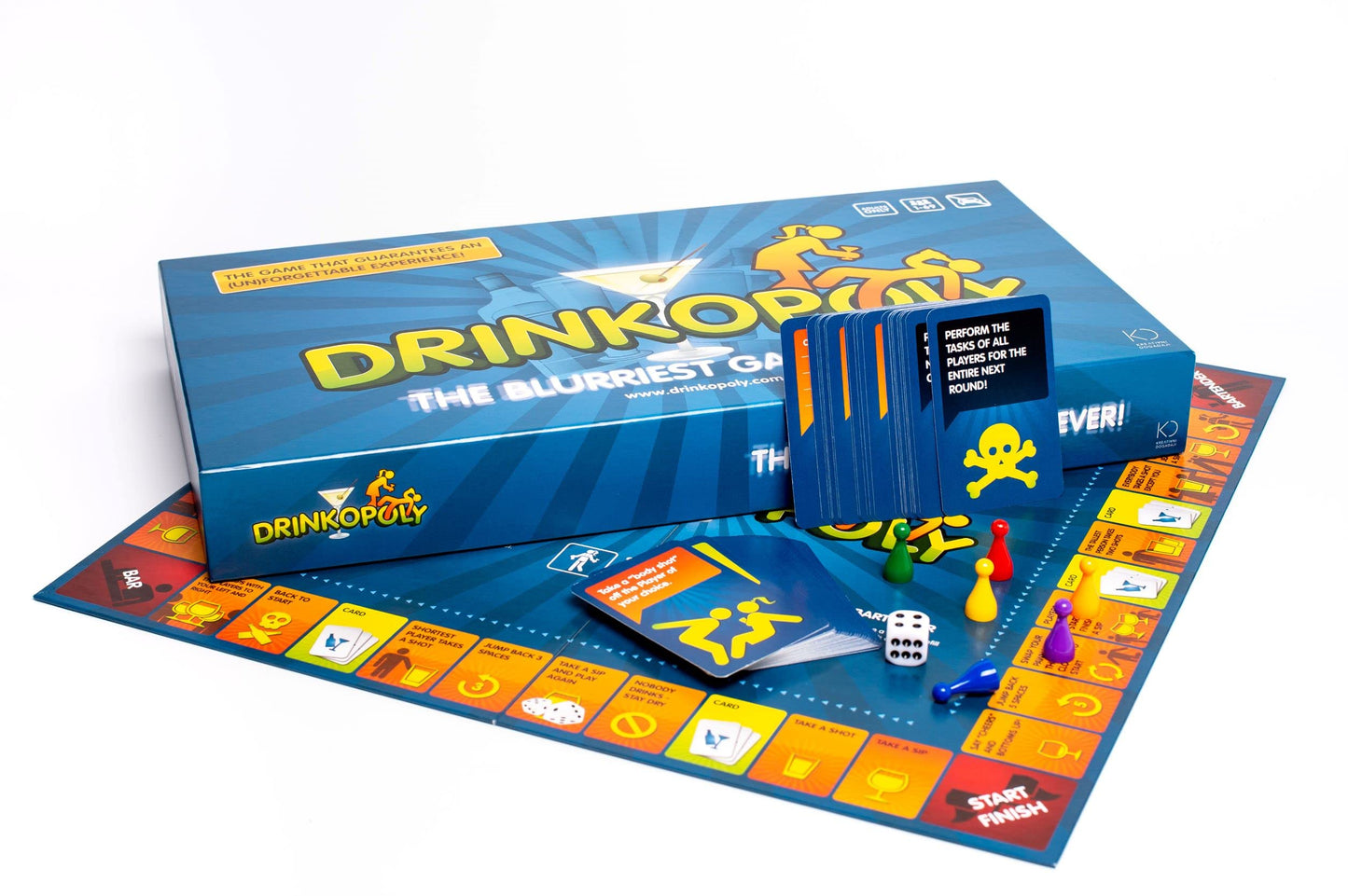 Drinkopoly – The King Of Drinking Games – Combined Board/Table Party Games For Adults And Students With 50 Expansion Cards With Tasks, An (Un)Forgettable Experience, A Drinking Game Gift Set