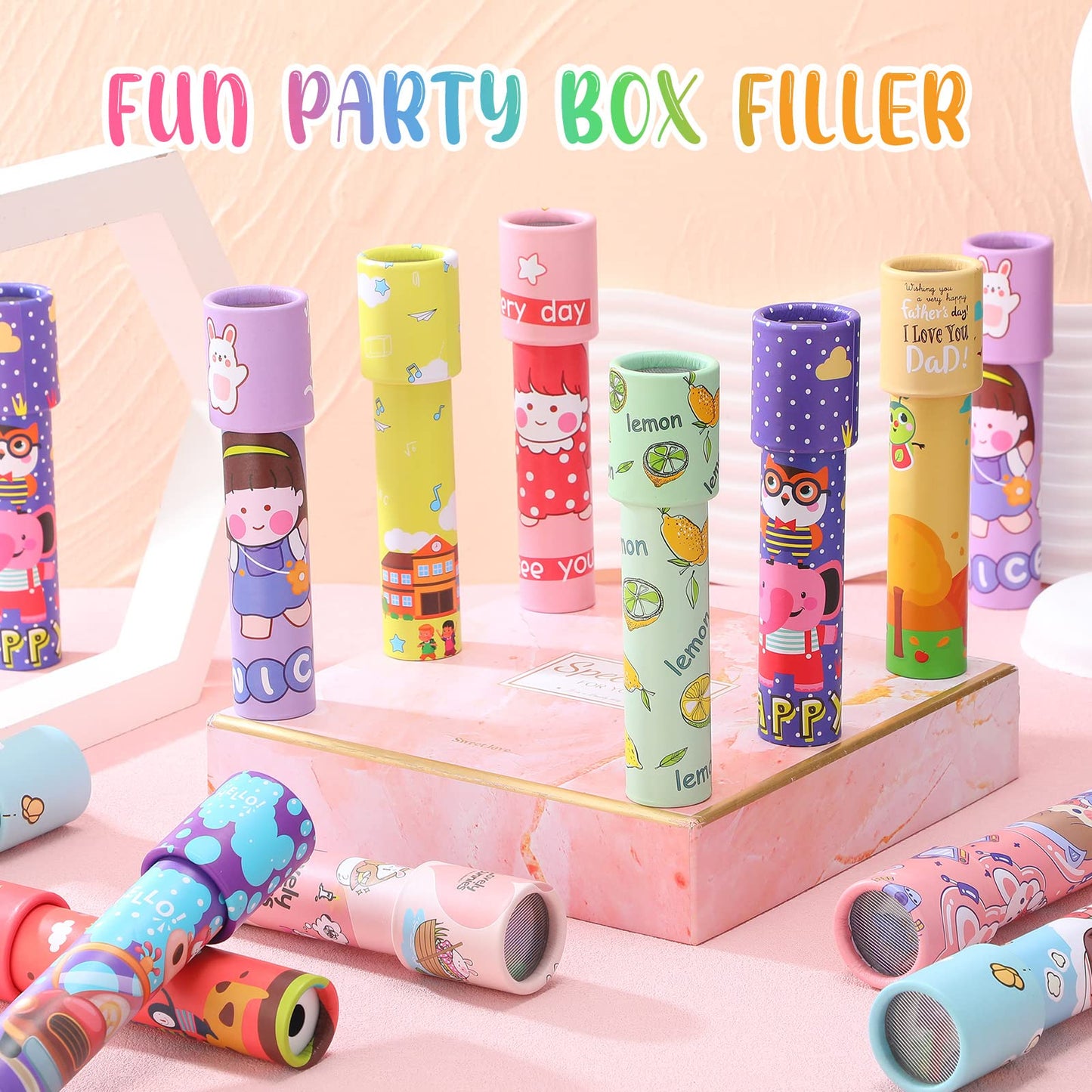 20 Pcs Classic Kaleidoscopes Educational Toys For Party Favors Fun Kaleidoscope Toy For Stock Stuffers Bag Fillers Birthday Party School Classroom Prizes, Random Colors (Cute Style)