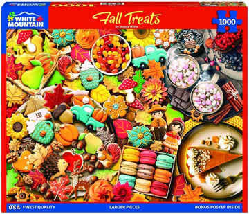 White Mountain Fall Treats Thanksgiving Puzzles 1000 Pieces Jigsaw Puzzle for Fall and Autumn