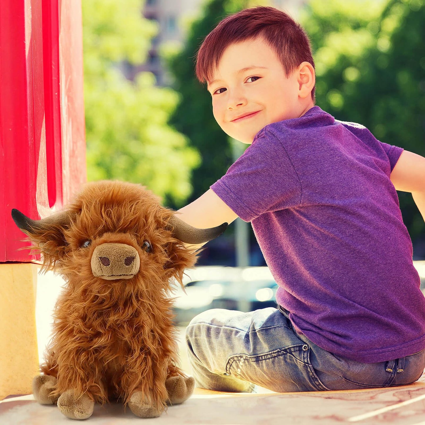 Scottish Highland Cow Plush, Cute Realistic Cow Stuffed Animals Soft Farm Plushie Toy, Highland Cow Accompany Plush Toy Birthday