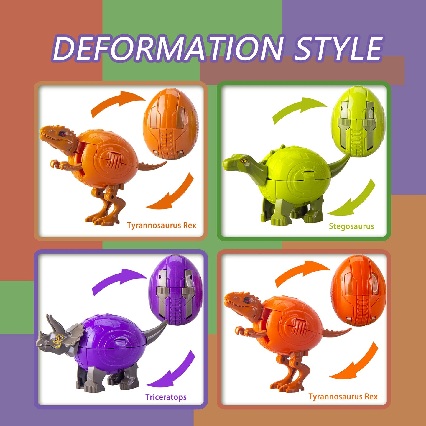 Nicerinc 4Pcs Dinosaur Robot, 2 In 1 Dinosaur Robot Toys,Toys Birthday Gifts For Girls Boys