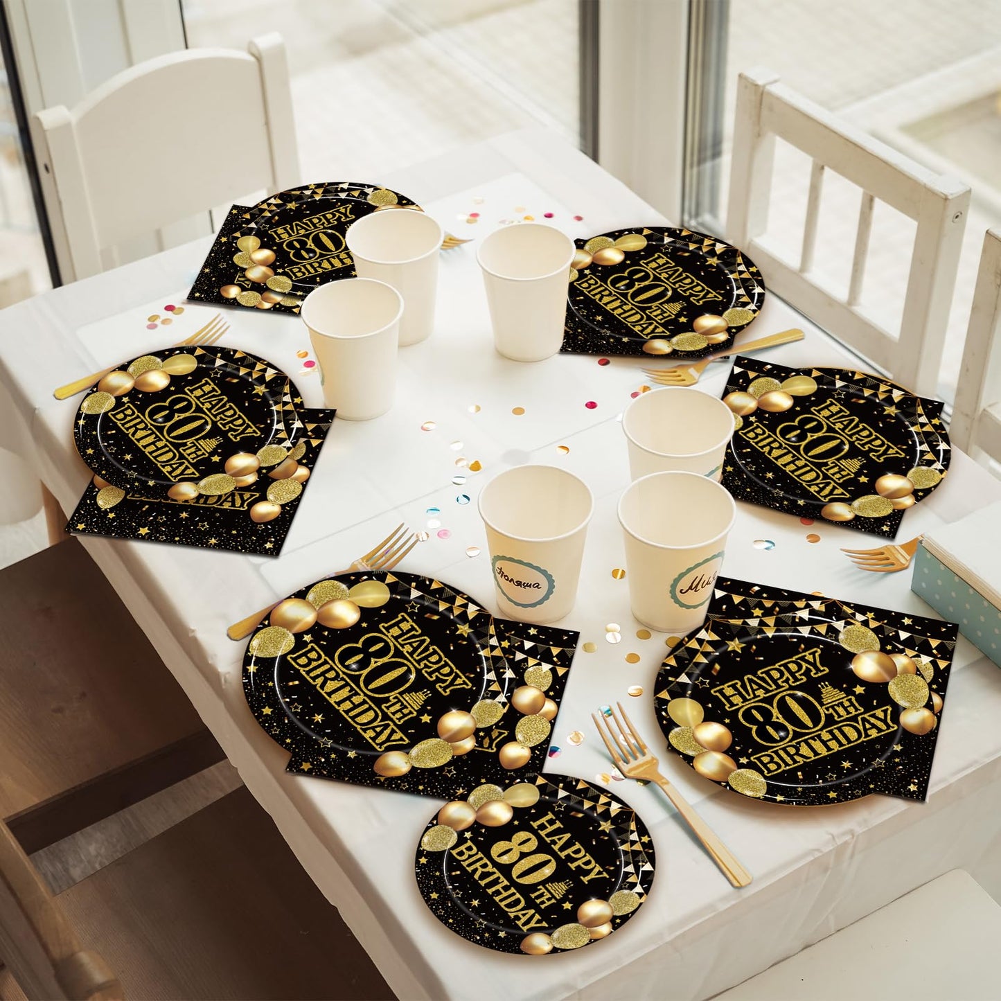 Kepeel 96Pcs 80Th Birthday Party Tableware Set, Back In 1944 Birthday Party Decorations Supplies For Men Women Cheers To 80 Year