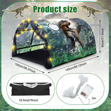 Wowangce Dinosaur Bed Tent For Kids Large Kids Twin Tent Toddler Play Tent With Carry Bag Foldable Tent For Kids With String Lig