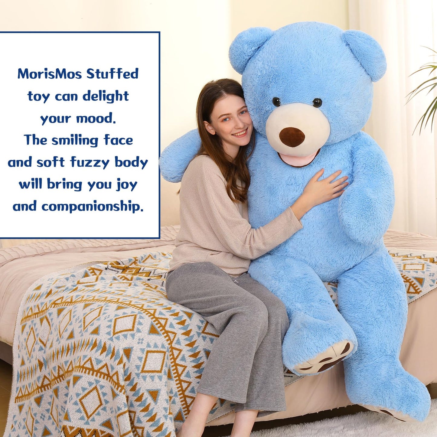 Morismos Giant Teddy Bear Plush 5 Feet, Large Big Teddy Bears Stuffed Animals For Girlfriend Boyfriend, 5 Foot Huge Bear Gifts For Valentine'S Day, Baby Shower, Birthday