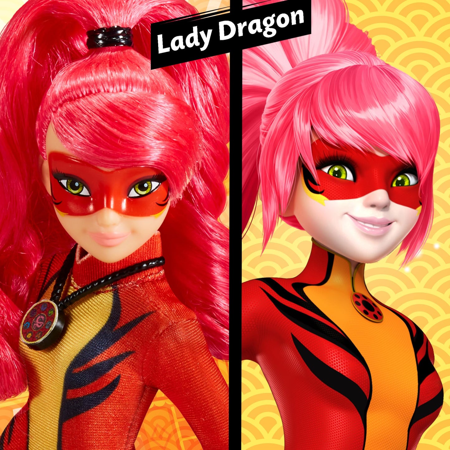 Miraculous Lady Dragon Fashion Doll 10.5" with Accessories, Black, Plastic - Model 50020