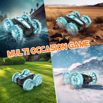 Korffe Remote Control Car, Amphibious Rc Cars Toys For Ages 5-7, 4Wd Rc Boat, Waterproof 360 Rotating Rc Monster Truck Stunt Car