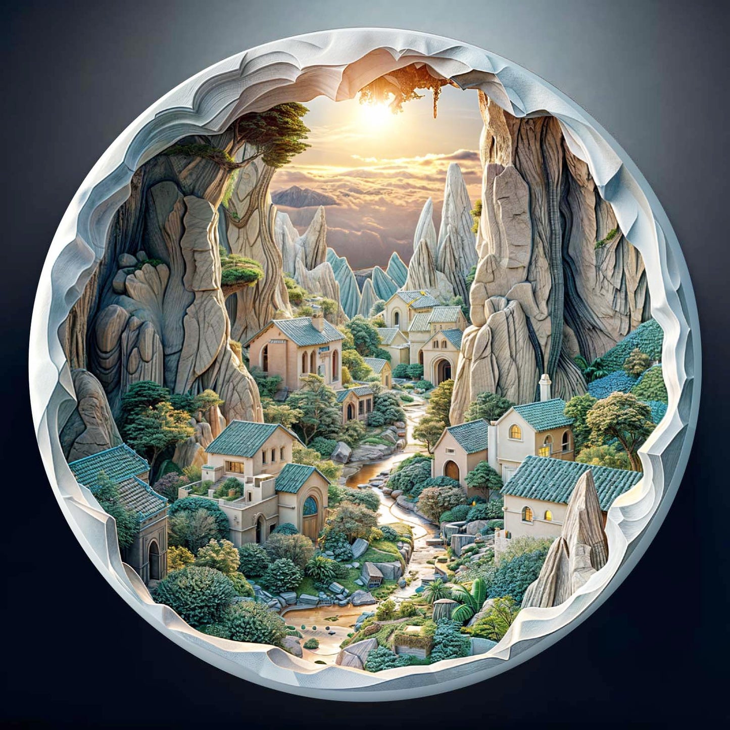 Wooden Puzzles For Adults - 3D Vision Effects Sunset Wooden Jigsaw Puzzles - Unique Shaped Wooden Jigsaw Puzzles For Adults - Cr