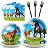 Gisgfim 96 Pcs Horse Party Plates And Napkins Party Supplies Kentucky Horse Party Tableware Set Wild Horse Derby Day Theme Party