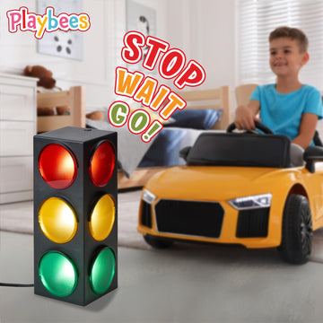 Playbees Traffic Light Lamp with Base 12.25 inches USB Traffic Light with Vibrant Color Blinking Modes Decoration for Kids Bedro
