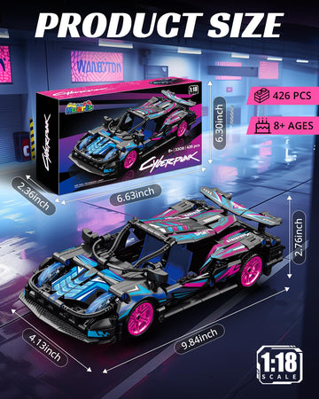 Nueris 1:18 Technic Super Sports Cars Model Sets - 426 PCS Cyberpunk MOC Building Block Car Raceing Engineering Toys - Gift Idea