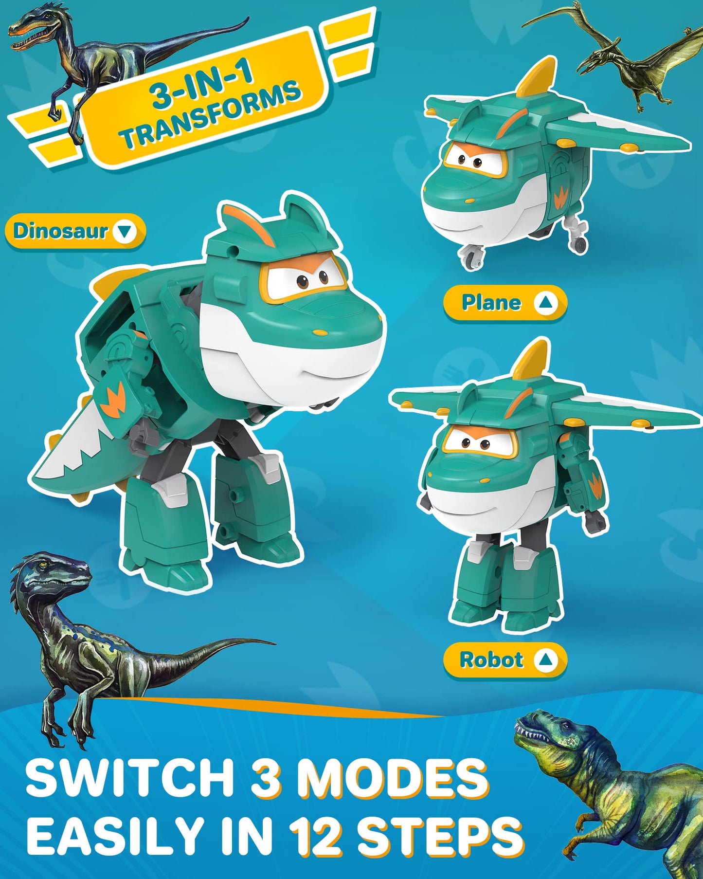 Super Wings Transformer Toys 5 In Dinosaur Toys Tino Transforming Airplane Robot Toys For Boys And Girls Action Figures Dinosaur