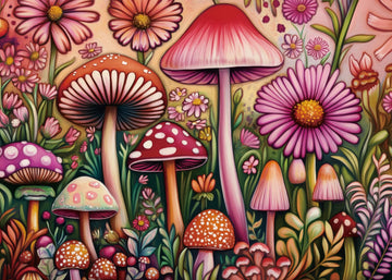Buhah Mushroom Flower Garden Puzzles For Adults 1000 Pieces Nature Pretty Plant Floral Art Jigsaw Puzzles Impossible Challenging