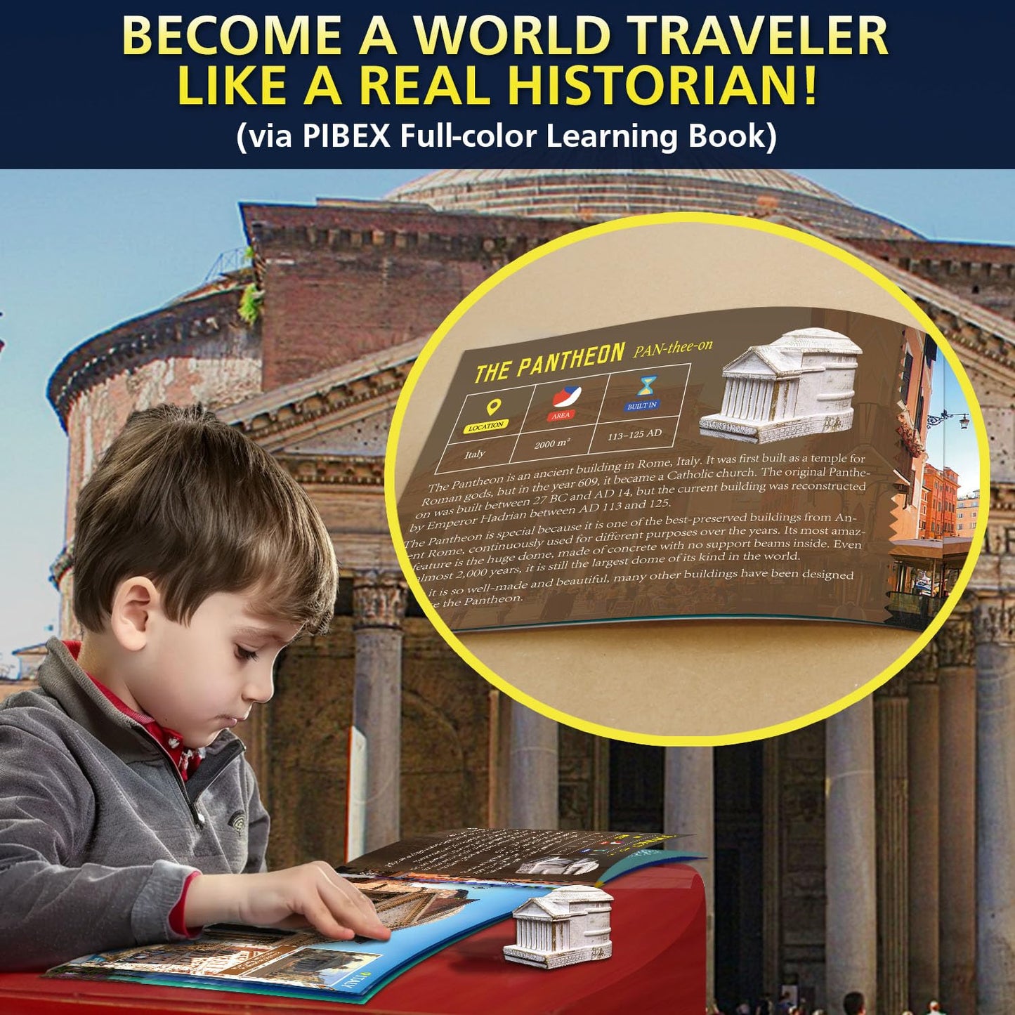 Pibex Ancient Wonders Dig Kit, Dig Up 6 Mystery Historical Landmarks & 6 Treasure Stones, Famous World History Architecture Toy