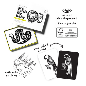 Wee Gallery Black And White Art Flash Cards For Babies, High Contrast Educational Animal Picture Cards, Baby Visual Stimulation, Brain And Memory Development In Infants And Toddlers - Jungle Animals