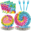 25 Guests Tie Dye Party Supplies Tie Dye Birthday Party Plates And Napkins Forks For Girls Tie Dye Birthday Party Decorations Ti