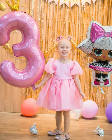 Pearlescent Pink 3 Balloon, Number Balloons 40 Inch, 3Rd Birthday Decorations For Kids Girls Women Party Supplies For Party Deco