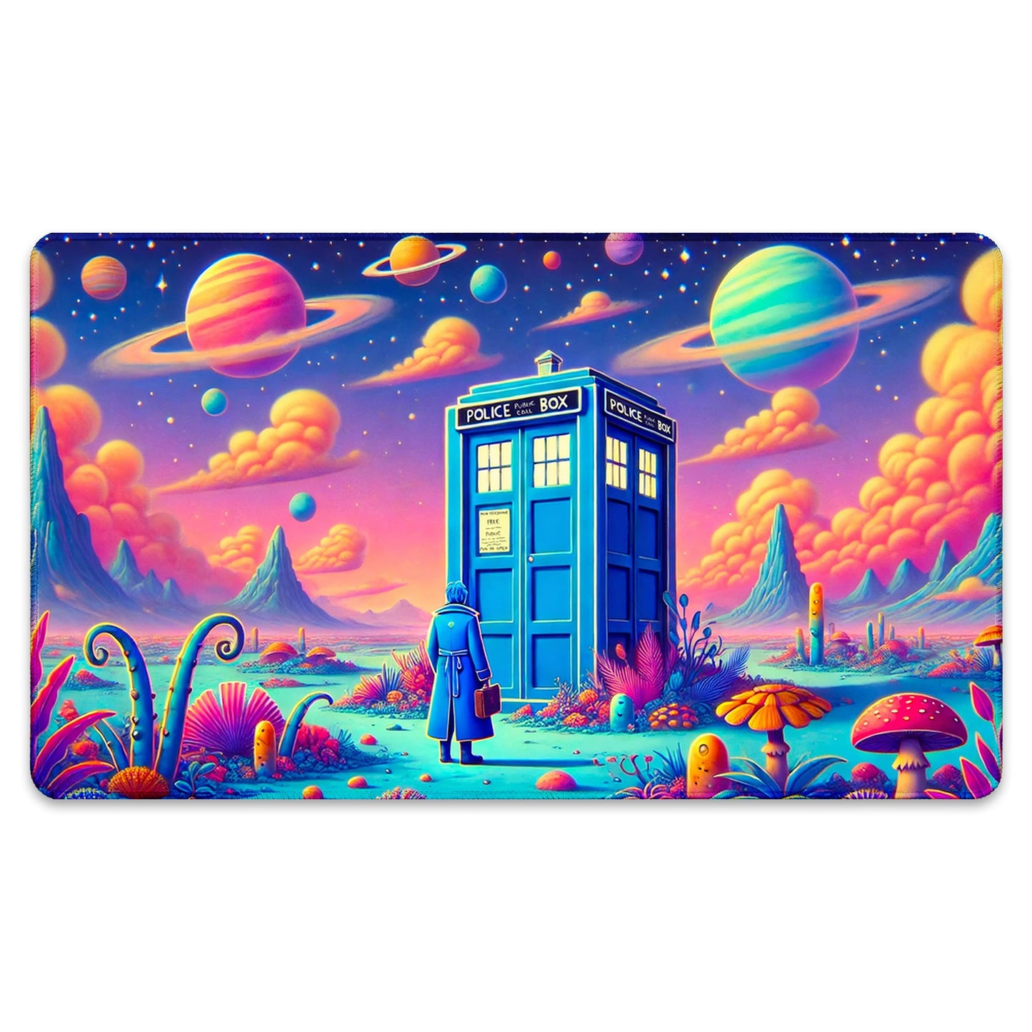Wizcraft Gaming Paramint Tardis In Space (Stitched) - Doctor Who, Mtg Playmat - Compatible With Magic The Gathering Playmat - Pl
