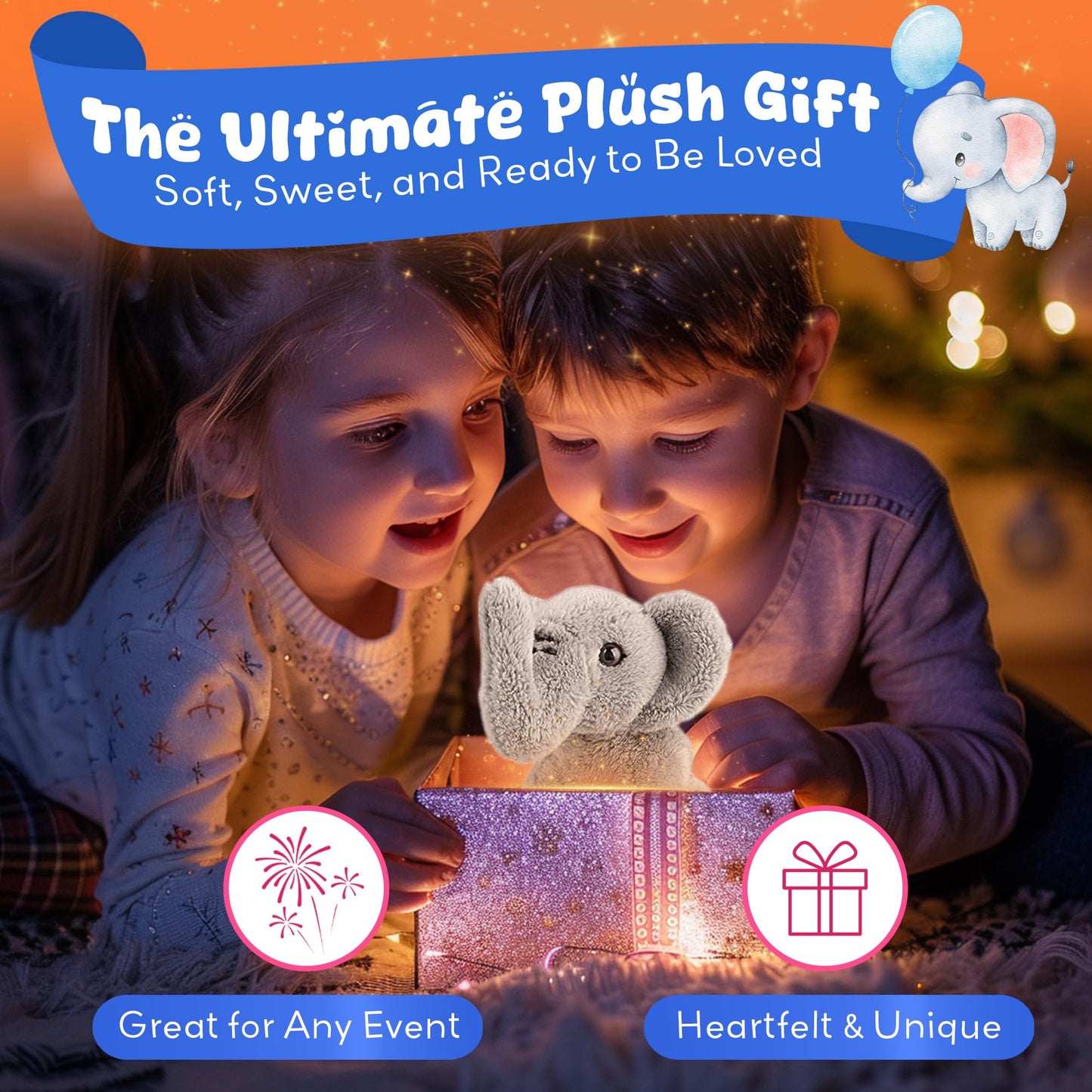 Forest & Twelfth 5'' Stuffed Elephant, Soft Plush Toy, Cute Stuffed Animal For Boys And Girls, Realistic Looking Small Stuffed A