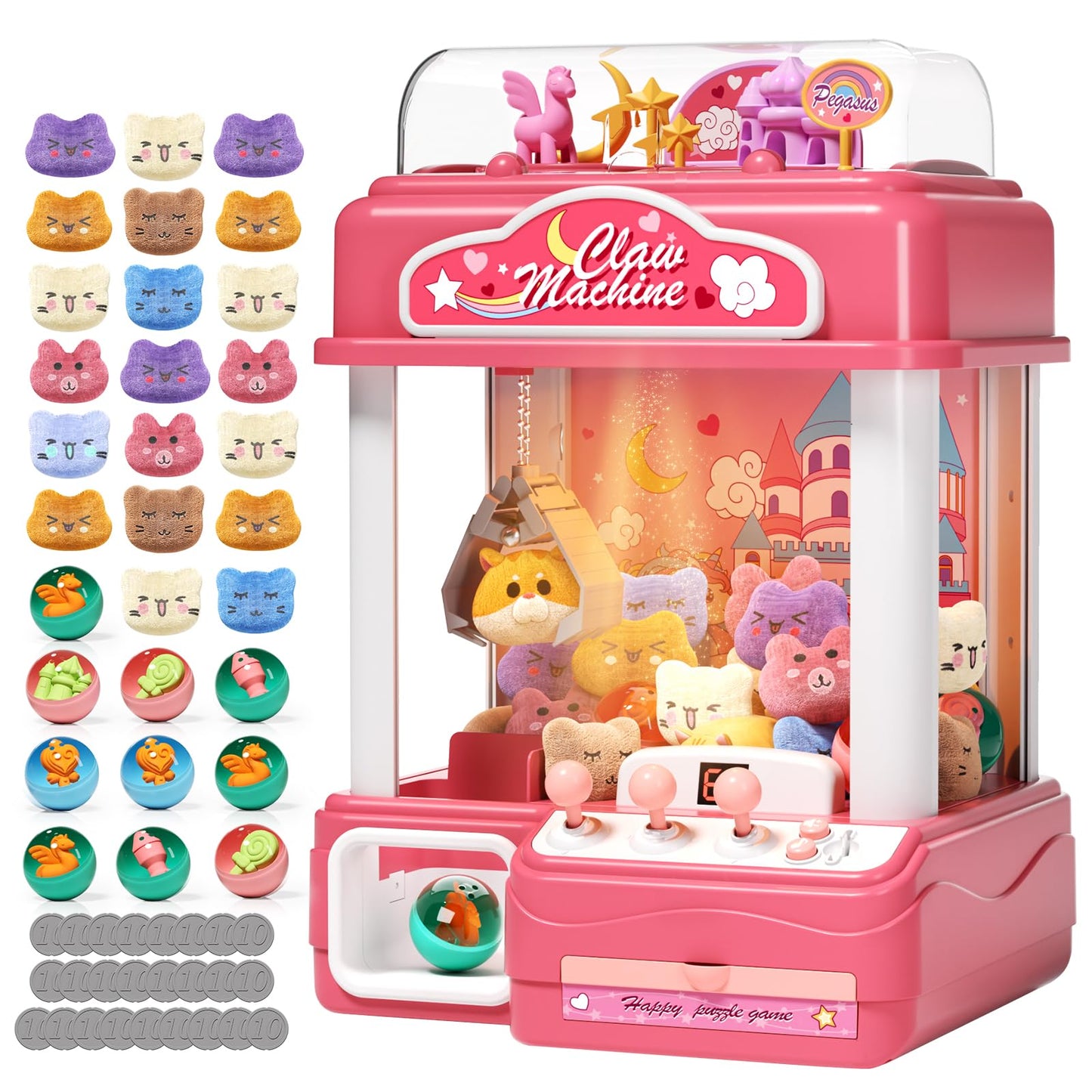 Aiqi Kids Claw Machine, Large Candy Vending Grabber, Prize Dispenser Toys For Girls And Boys, Electronic Claw Game Machine For P