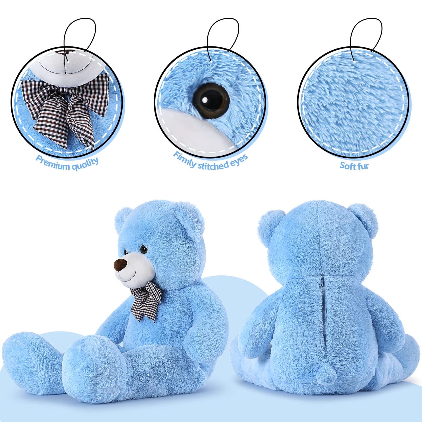 Morismos Giant Teddy Bear, Big Teddy Bear Stuffed Animals Plush, Large Bear For Girlfriend Christmas Valentine'S Day, Blue