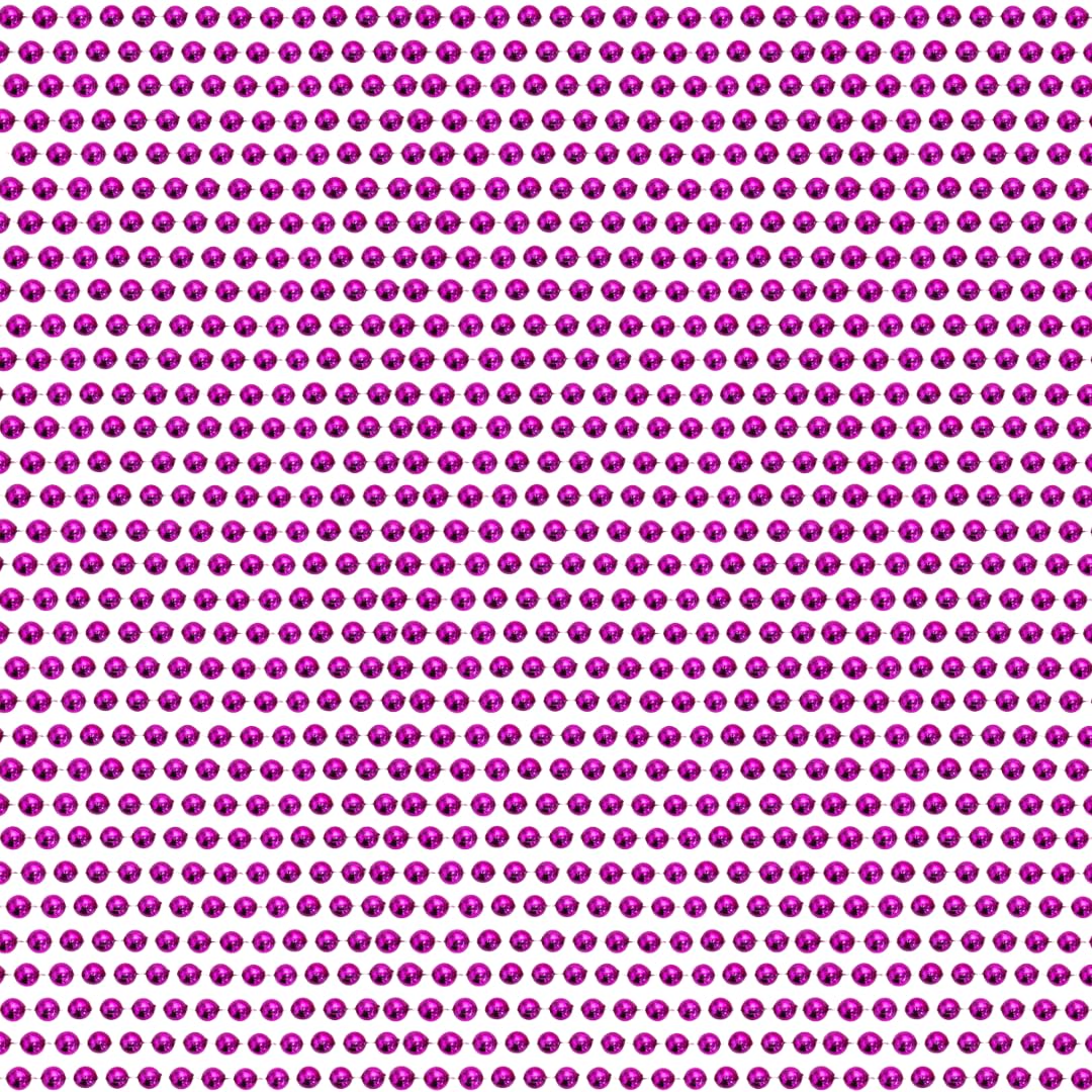 Unisex 33 inch 07mm Round Metallic Hot Pink Mardi Gras Beads - 6 Dozen (72 Necklaces)