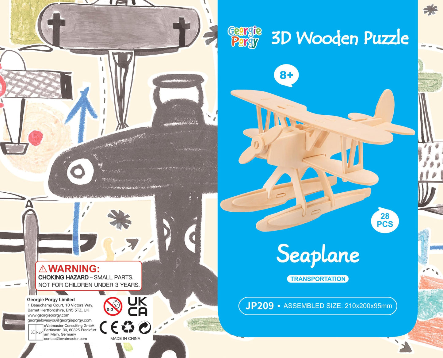 Georgie Porgy Woodcraft Construction Kits 3D Wooden Puzzles Jigsaw Diy Wooden Model Kits For Kids Toy Pack Of 3 (Seaplane Yacht Pirate Ship)
